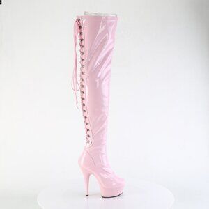 Platform Lace Up Back Thigh High Heel Boots